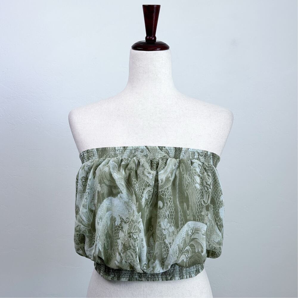 Urban Outfitters Kimchi Blue Green Boho Festival Cropped Bubble Tube Top MEDIUM
